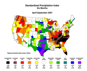 Map showing 6-Month Standardized Precipitation Index