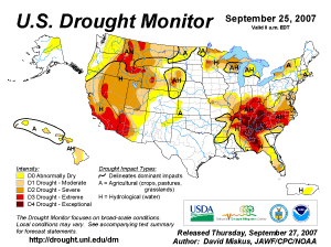 Map showing U.S. Drought Monitor