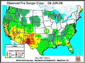 Fire Danger map from 08 June 2008
