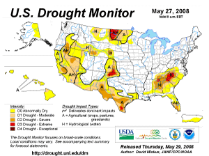 U.S. Drought Monitor map from 27 May 2008