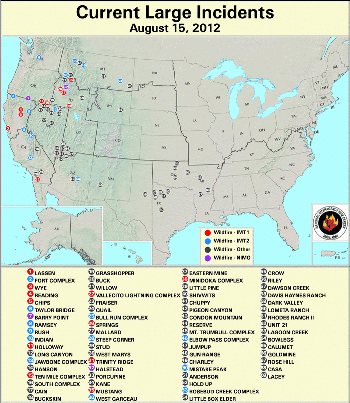 Large Wildfires 15 August 2012