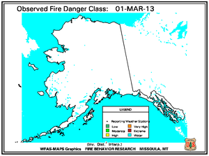 Alaska Fire Danger Map for March 1