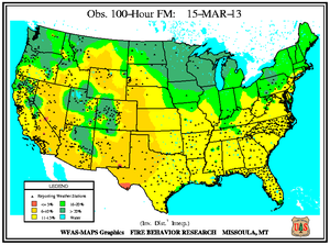 100-hr Fuel Moisture Map for March 15