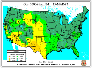 1000-hr Fuel Moisture Map for March 15