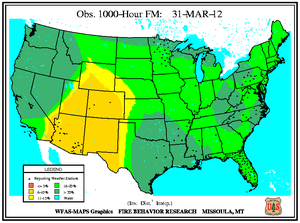 1000-hr Fuel Moisture Map for March 31