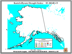 Alaska KBDI Map for March 1