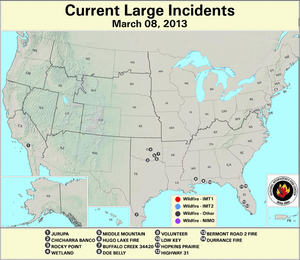 U.S. Large Wildfires 8 March 2013