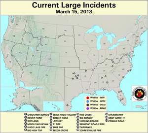 U.S. Large Wildfires 15 March 2013