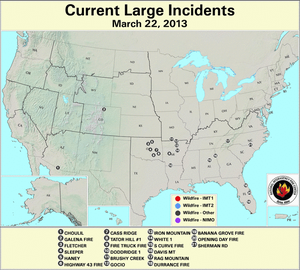 U.S. Large Wildfires 22 March 2013