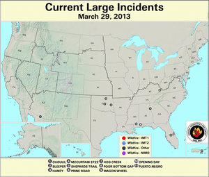 U.S. Large Wildfires 29 March 2013