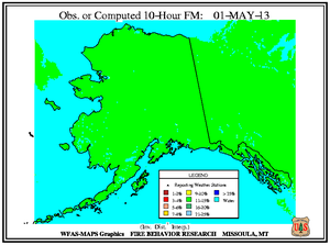 Alaska 10-hr Fuel Moisture Map for March 31