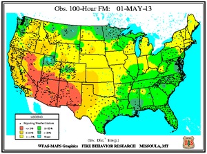 100-hr Fuel Moisture Map for March 31