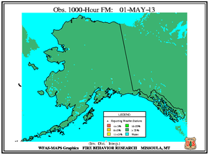 Alaska 1000-hr Fuel Moisture Map for March 31