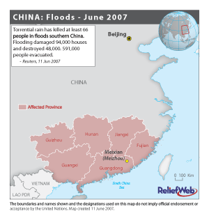 Map of China's Affected Areas