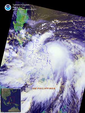 Satellite image of Typhoon Fengshen on 20 June 2008