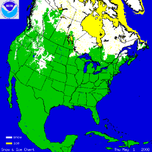 U.S. Snow Cover on 1 May 2008