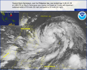 Satellite image of Tropical Storm Rammasun on 8 May 2008