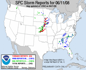 U.S. Severe Weather Reports for 1-14 June 2008