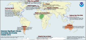 October 2012 Selected Climate Anomalies and Events Map