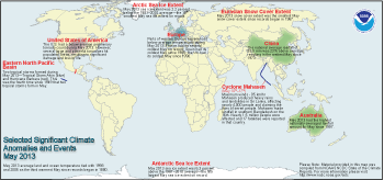 May 2013 Selected Climate Anomalies and Events Map