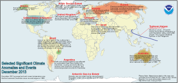 December 2013 Selected Climate Anomalies and Events Map