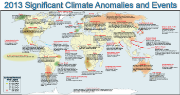 2013 Selected Climate Anomalies and Events Map