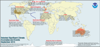 September 2014 Selected Climate Anomalies and Events Map