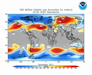 December 2011 height and anomaly map