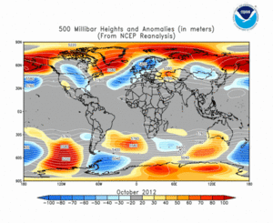 October 2012 height and anomaly map