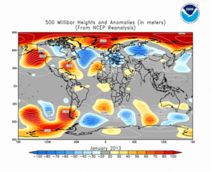 January 2013 height and anomaly map