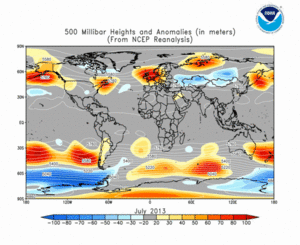 July 2013 height and anomaly map