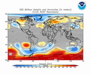 August 2013 height and anomaly map