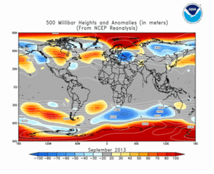 September 2013 height and anomaly map