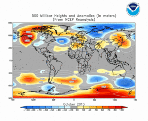 October 2013 height and anomaly map