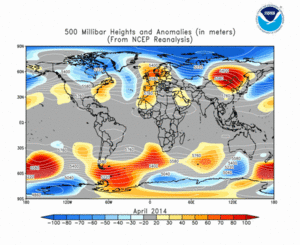 April 2014 height and anomaly map