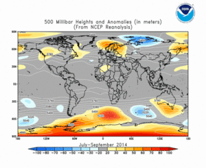 July 2014 - September 2014 height and anomaly map