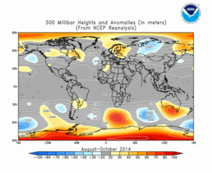August 2014 - October 2014 height and anomaly map