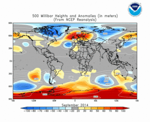 September 2014 height and anomaly map