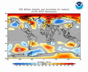 October 2014 height and anomaly map