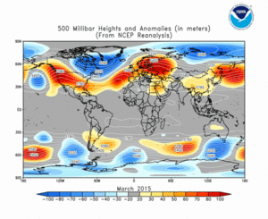 March 2015 height and anomaly map