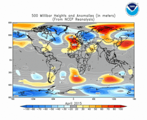 April 2015 height and anomaly map