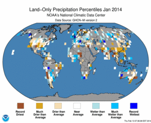 January Land-Only Precipitation Percentiles