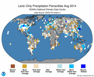 August Land-Only Precipitation Percentiles