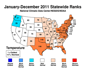 2011 National Temperature Rank Map