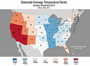 2014 National Temperature Rank Map