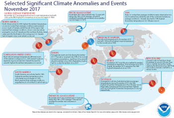 November 2017 Selected Climate Anomalies and Events Map