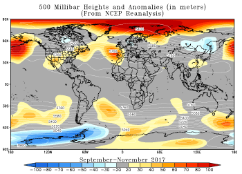 September - November 2017 height and anomaly map