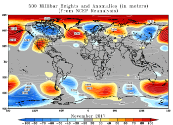 November 2017 height and anomaly map